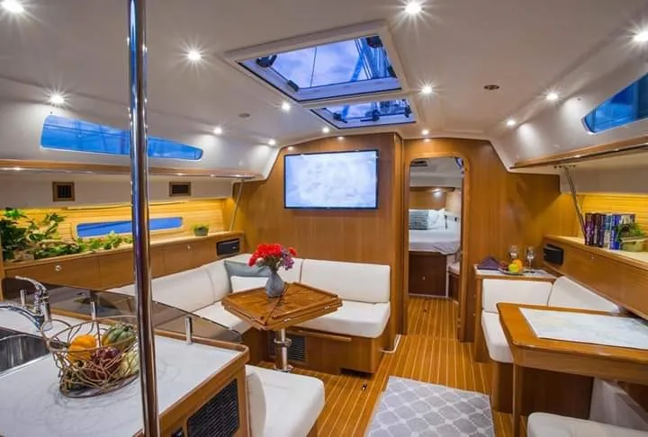Slide: The Image of Luxurious interior of Catalina 426 yacht, year 2026. - 1