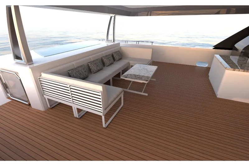 Slide: The Image of Luxury deck seating area on 2023 Ocean Alexander 30R yacht. - 8