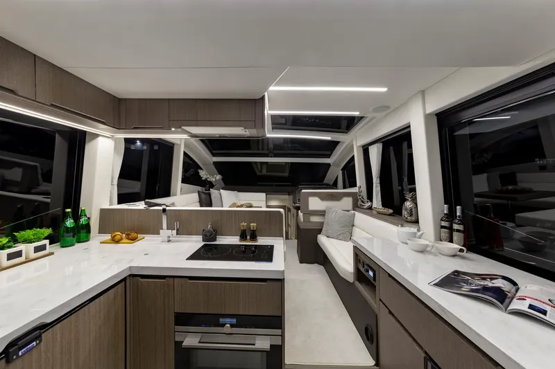 Slide: The Image of Modern kitchen interior of 2023 Galeon 470 Sky yacht with sleek design and ample lighting. - 20