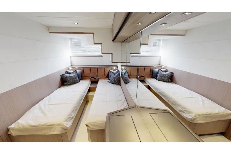 Slide: The Image of 2023 Galeon 650 Sky twin bed cabin with modern design. - 18
