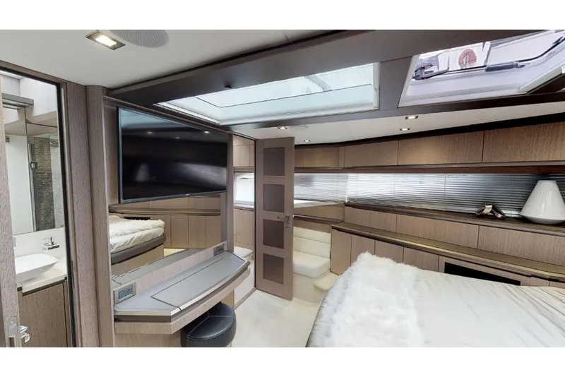 Slide: The Image of Luxurious interior of the 2023 Galeon 650 Sky yacht with modern amenities. - 19