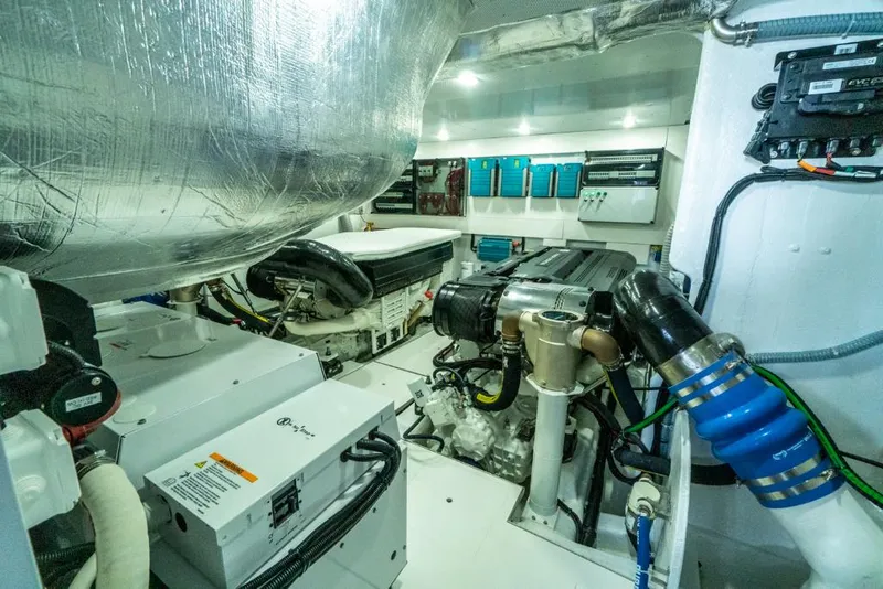 Slide: The Image of Engine room of 2023 Galeon 650 Sky yacht with advanced machinery and equipment. - 22