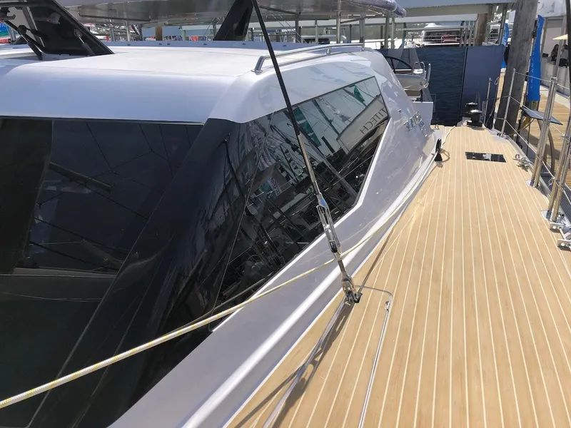 Slide: The Image of 2025 Seawind 1600 yacht with sleek design and spacious deck. - 13