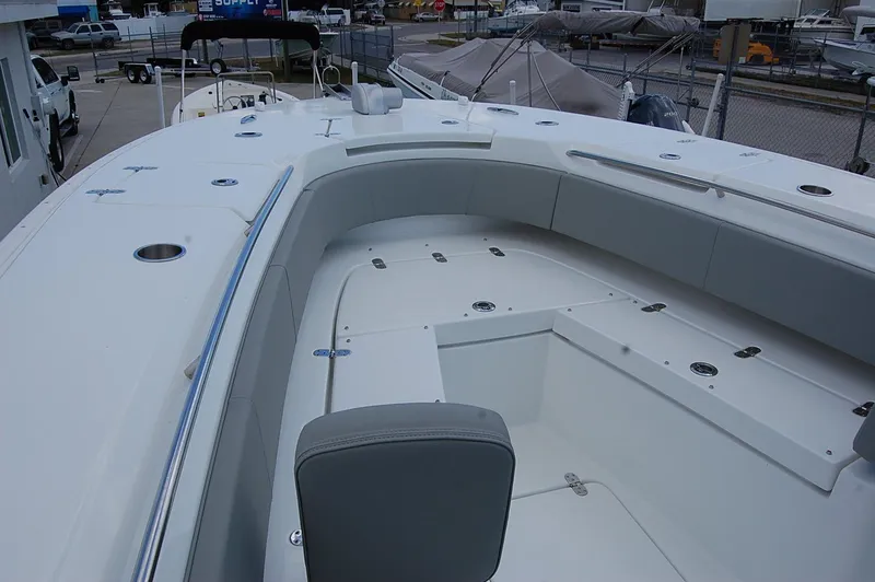 Slide: The Image of 2025 Cape Horn 32 XS boat interior with spacious seating and storage. - 17