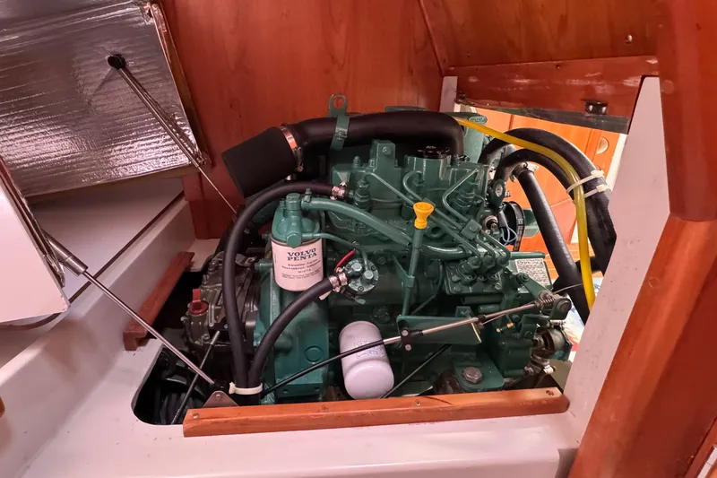 Slide: The Image of Engine compartment of a 2004 C&C 110 sailboat with Volvo Penta engine. - 33