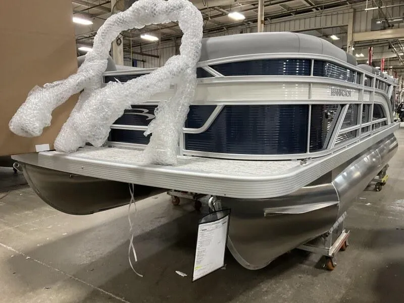 Slide: The Image of 2025 Bennington 20 SL Family pontoon boat with privacy room, in stock, wrapped in bubble wrap. - 40