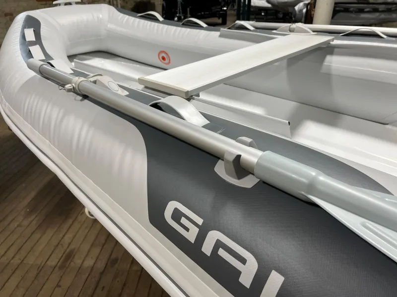 Slide: The Image of 2023 Gala A270 LITE inflatable boat, close-up of interior and oar. - 6
