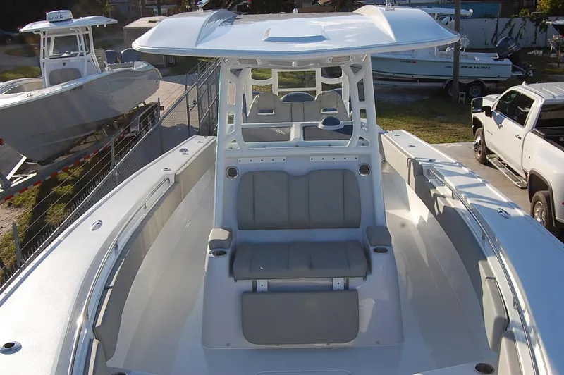 Slide: The Image of 2025 Cape Horn 36 XS boat interior with seating and console. - 10
