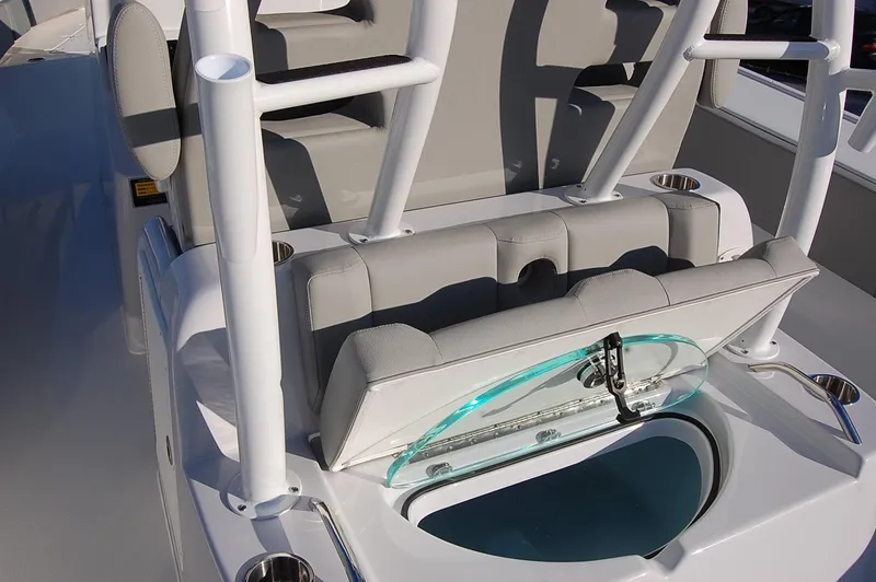 Slide: The Image of 2025 Cape Horn 36 XS boat interior with seating and storage compartment. - 15