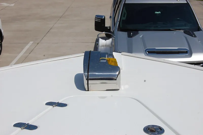 Slide: The Image of 2025 Cape Horn 36 XS boat bow with anchor and truck in background. - 11