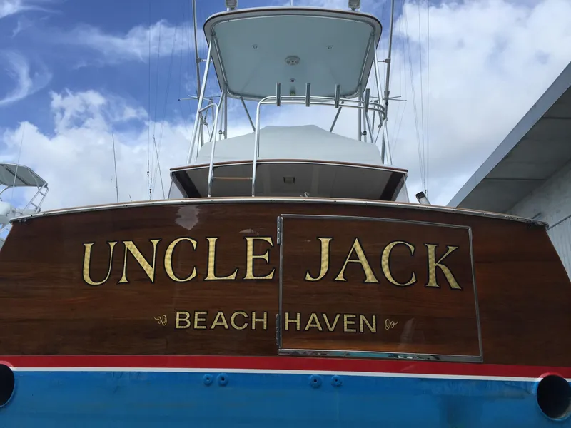 Slide: The Image of 1965 Rybovich 37 Sportfish boat named "Uncle Jack" at Beach Haven marina. - 23