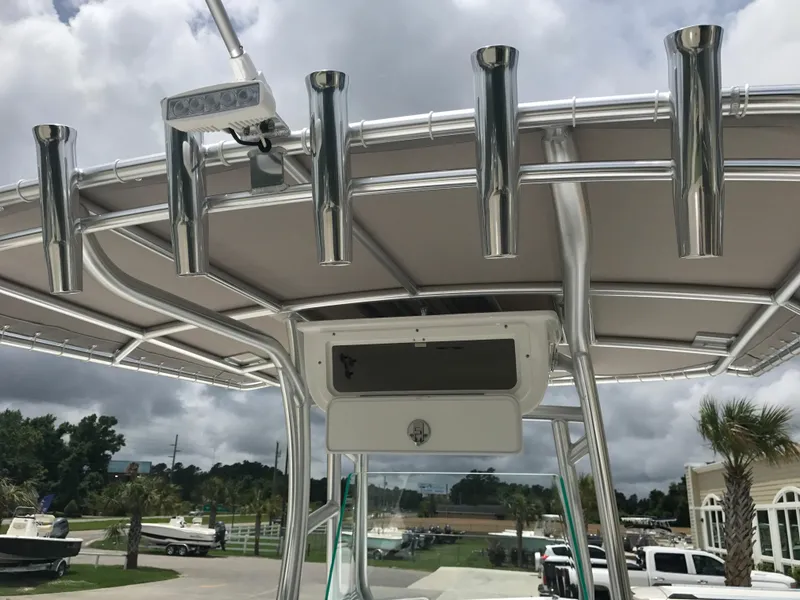 Slide: The Image of 2024 Cape Horn 22OS boat with T-top and rod holders. - 10