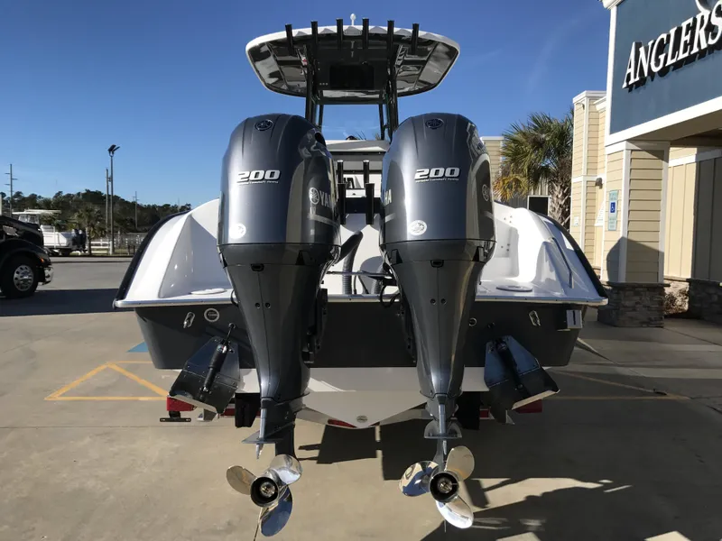Slide: The Image of 2024 Cape Horn 27 XS boat with twin 200 horsepower engines at Anglers Marine. - 4