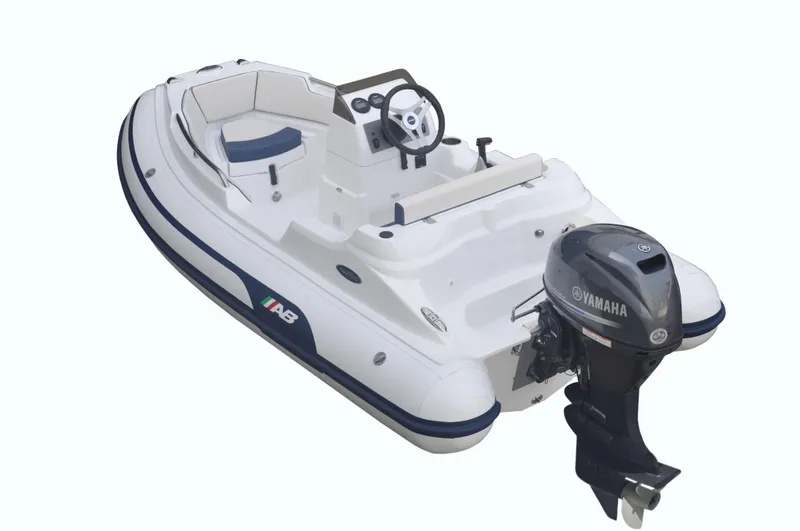 Slide: The Image of 2023 AB Inflatables 11 DLX boat with Yamaha outboard motor. - 4