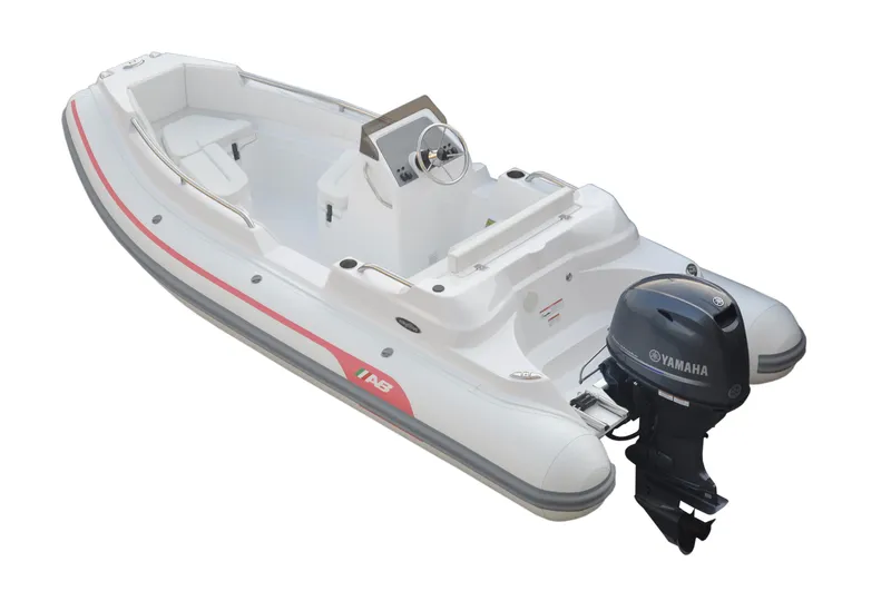 Slide: The Image of 2024 AB Inflatables 15 DLX boat with Yamaha outboard motor. - 11
