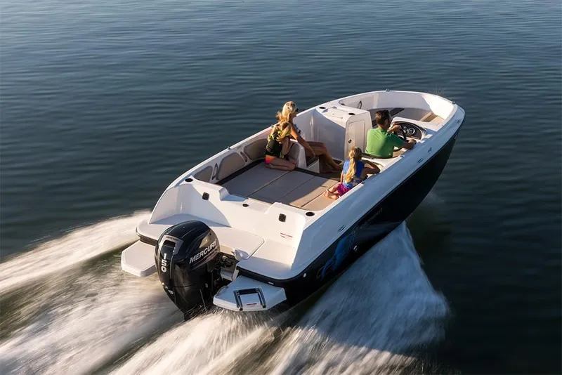 Slide: The Image of 2023 Bayliner Element E21 boat cruising on water with passengers - 17
