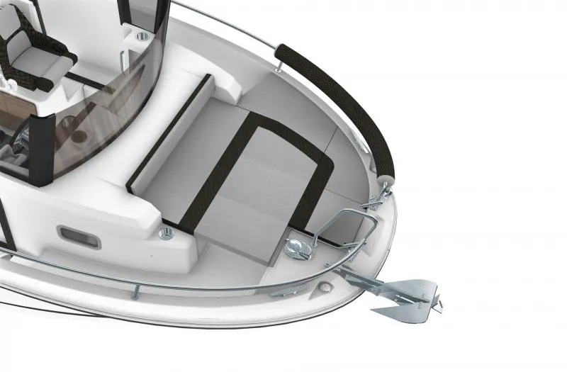 Slide: The Image of 2023 Jeanneau NC795 Sport Series 2 boat on water near a hillside house. - 8