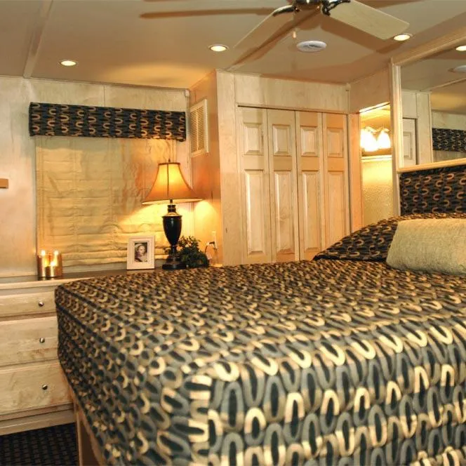 Slide: The Image of Luxurious bedroom interior of 2006 American Waterways Desert Rain Trip 15 houseboat. - 4
