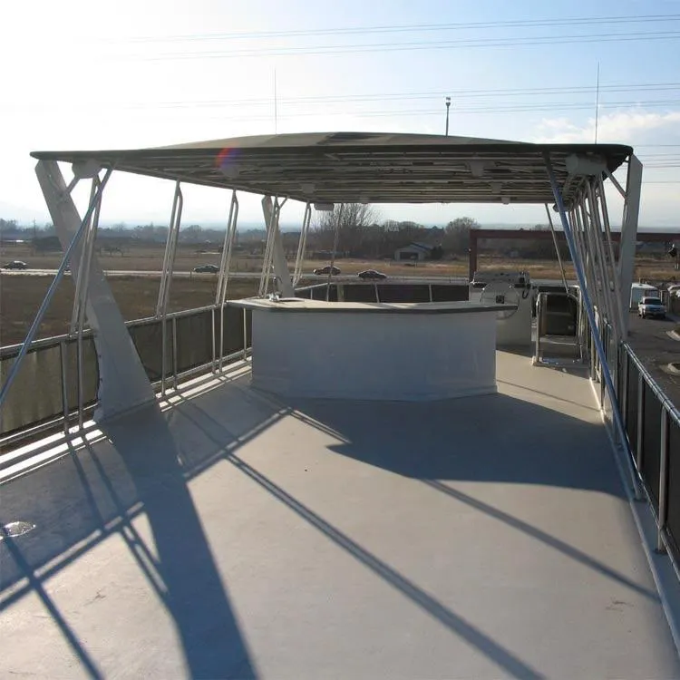 Slide: The Image of Top deck of 2006 American Waterways Desert Rain Trip 15 boat with shaded seating area. - 7