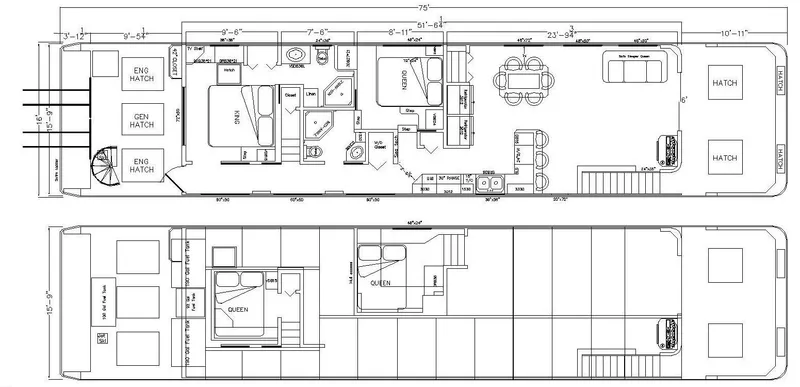 Slide: The Image of Floor plan of 2006 American Waterways Desert Rain Trip 15 houseboat. - 9