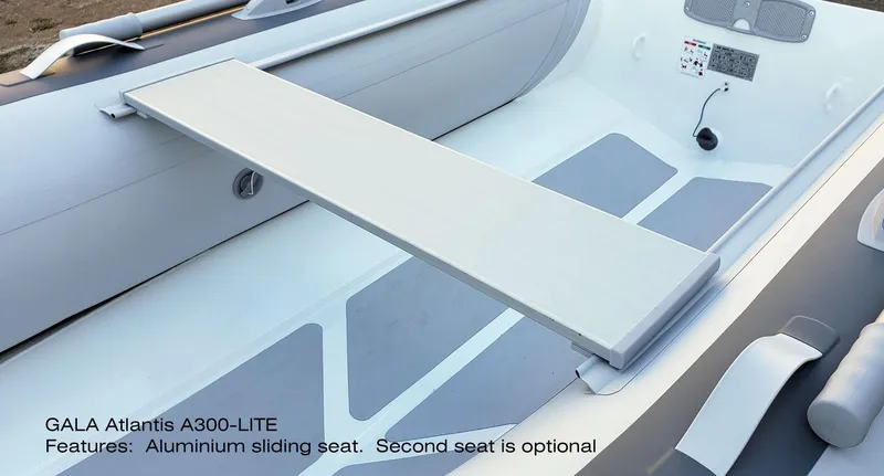 Slide: The Image of Gala A330 Lite 2023 inflatable boat with aluminum sliding seat and optional second seat. - 1