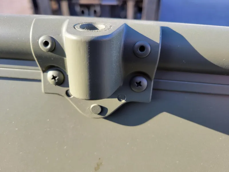 Slide: The Image of Close-up of a 2024 Polar Kraft MV1648 jon boat's metal fixture detail. - 6