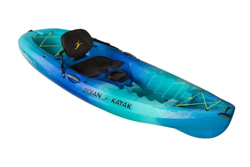Slide: The Image of 2023 Ocean Kayak Malibu 9.5, blue sit-on-top kayak with adjustable seat and storage. - 10