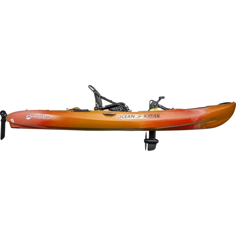 Slide: The Image of 2023 Ocean Kayak Malibu PDL, orange and red pedal-driven kayak. - 5