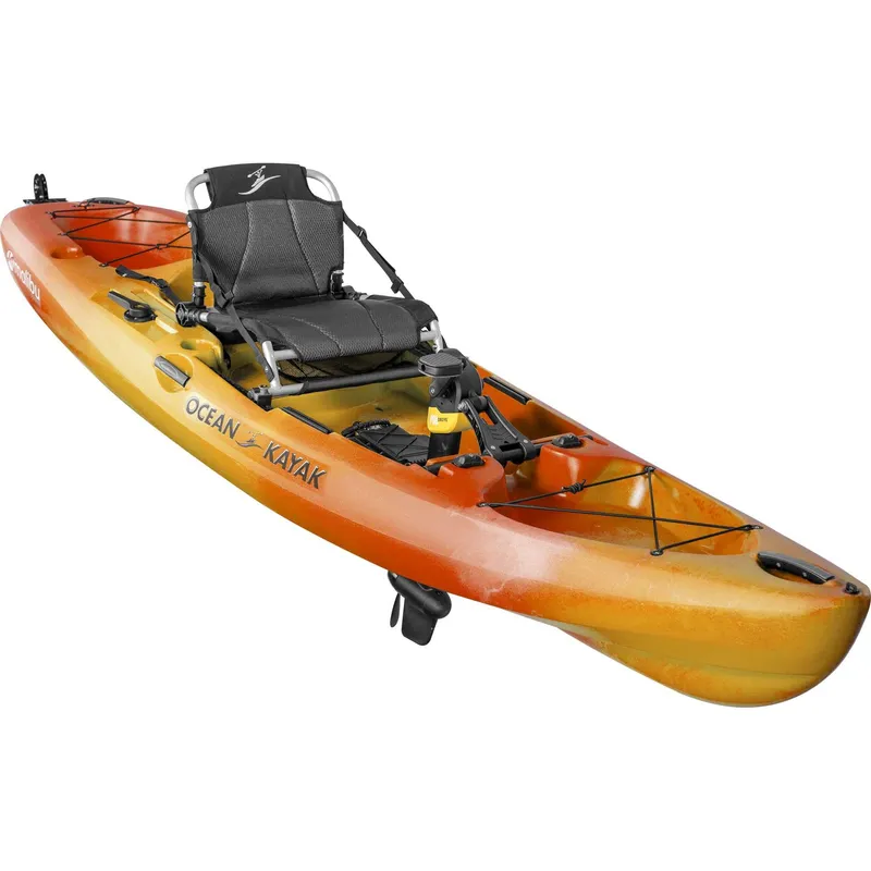 Slide: The Image of 2023 Ocean Kayak Malibu PDL, orange and yellow, pedal-driven fishing kayak. - 6