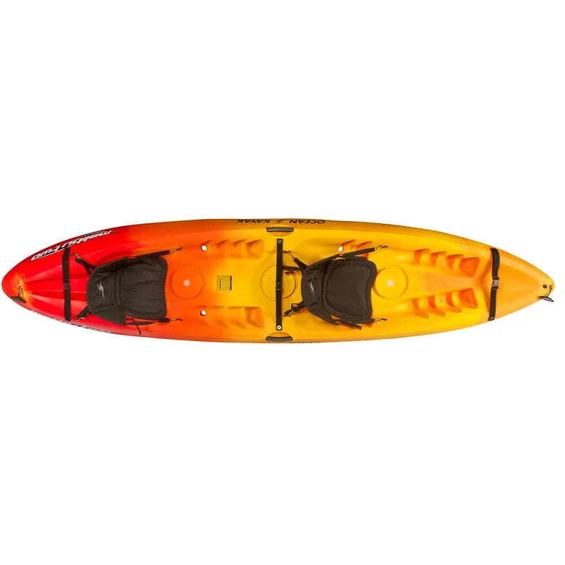 Slide: The Image of 2023 Ocean Kayak MALIBU TWO tandem kayak, vibrant red and yellow design. - 3