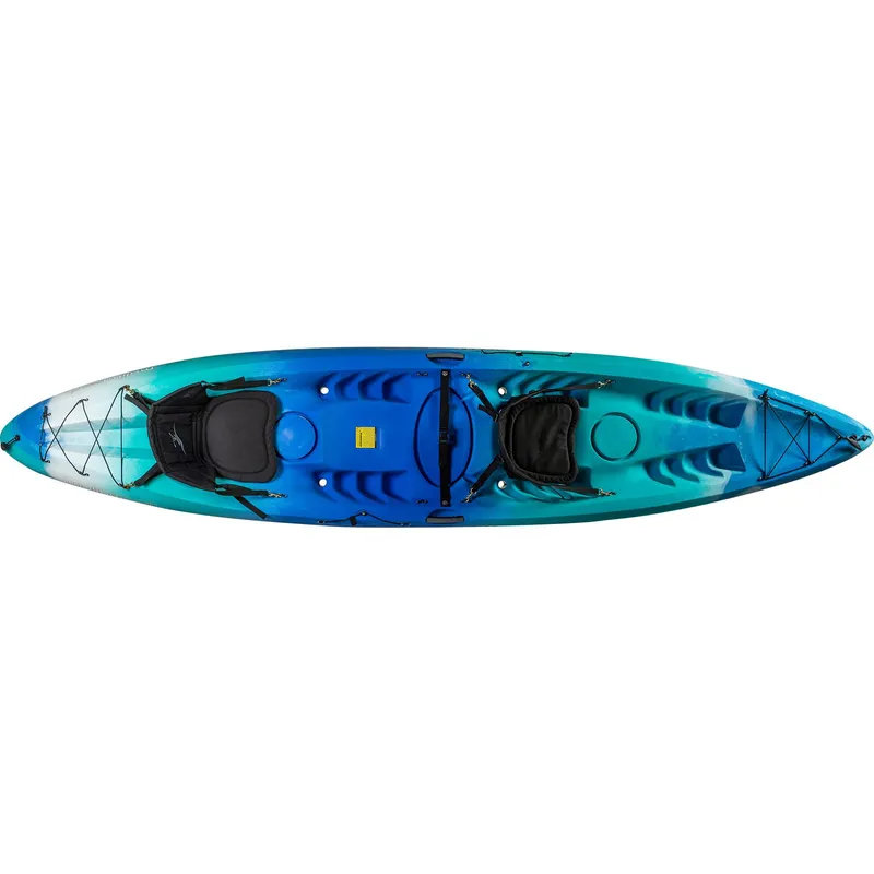 Slide: The Image of 2023 Ocean Kayak Malibu Two XL, blue and green tandem kayak, top view. - 8