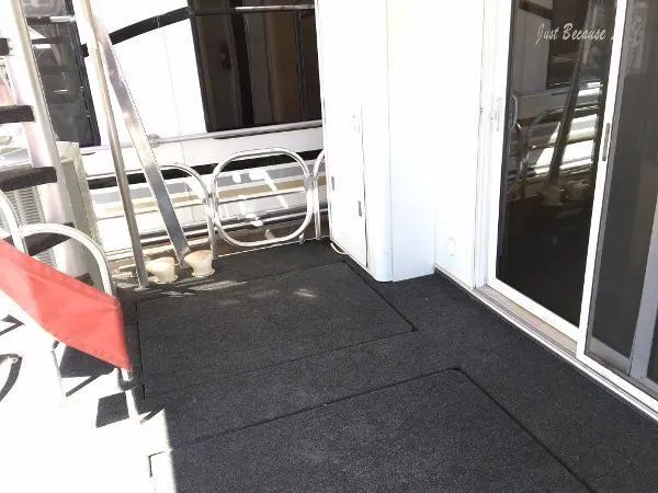 Slide: The Image of Deck area of 2002 Sharpe Just Because Trip 33 houseboat. - 30