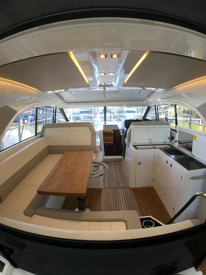 Slide: The Image of Interior of a 2017 Jeanneau Leader 46 yacht with modern amenities. - 16