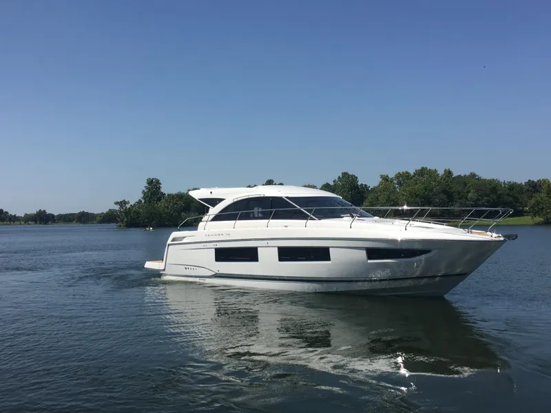 Slide: The Image of 2017 Jeanneau Leader 46 yacht on calm water. - 3