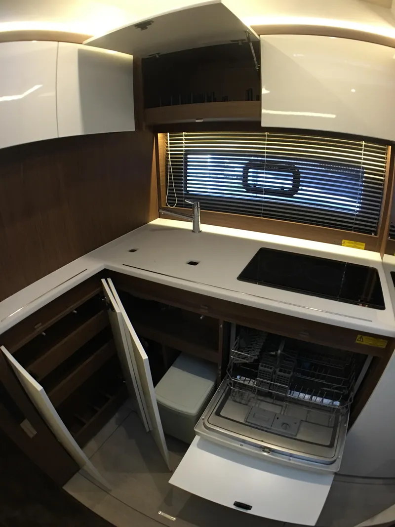 Slide: The Image of Interior of Jeanneau Leader 46 yacht kitchen, 2017 model. - 30