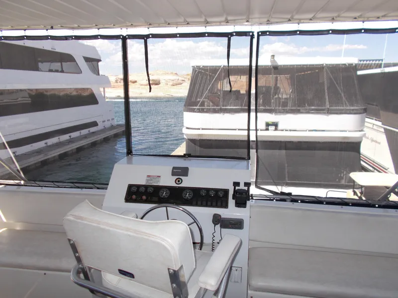 Slide: The Image of 2003 Stardust Cruisers For Shore 6 houseboat helm with marina view. - 38