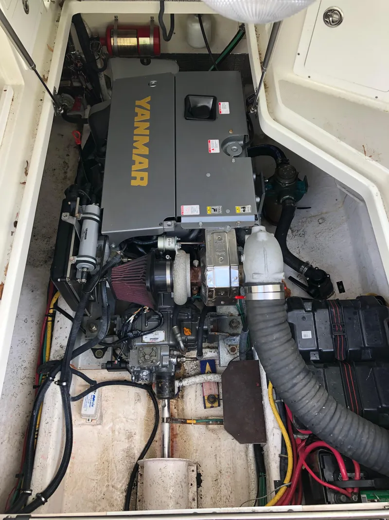 Slide: The Image of Engine compartment of a 2008 Back Cove 29 boat with Yanmar engine. - 21