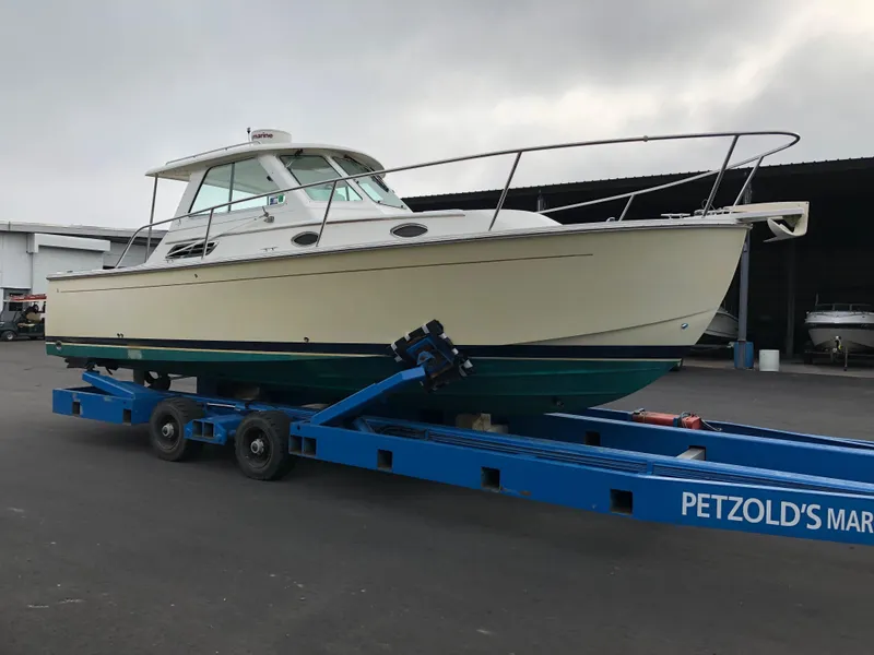 Slide: The Image of 2008 Back Cove 29 boat on trailer at Petzold's Marina. - 4