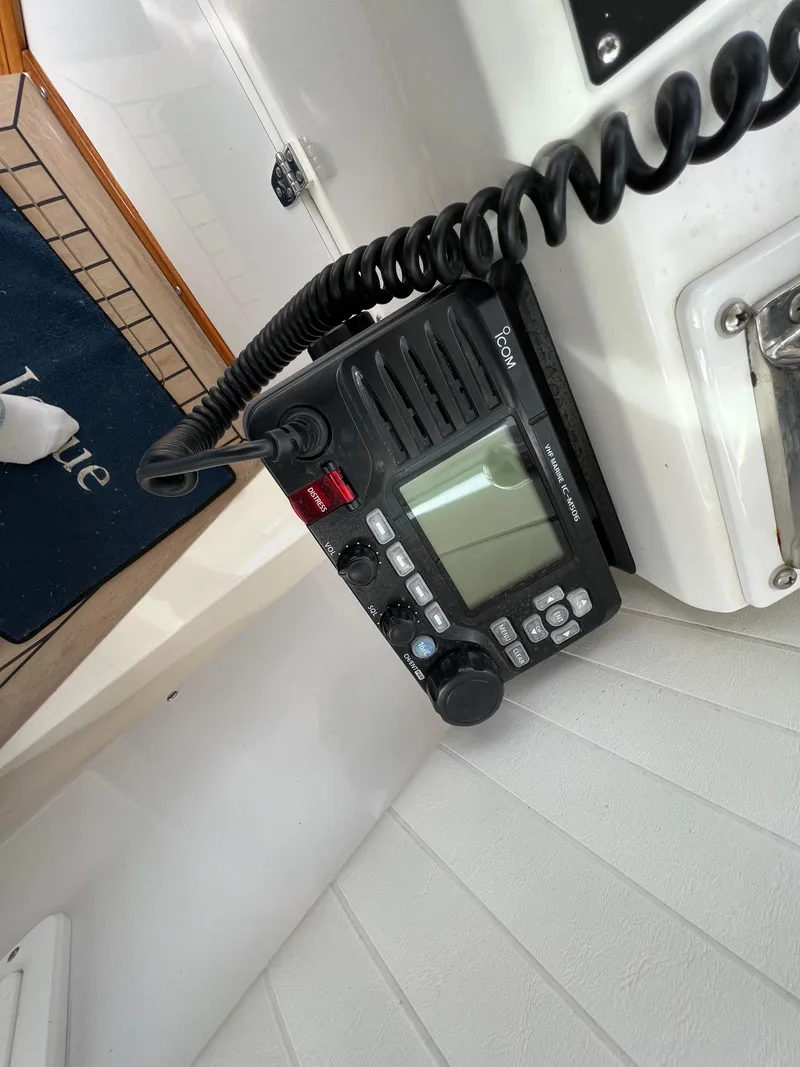Slide: The Image of Marine radio equipment on 1984 Bertram 26 Express boat interior. - 26