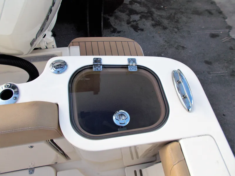 Slide: The Image of Scout 255 Dorado 2026 boat detail with seating and storage. - 19