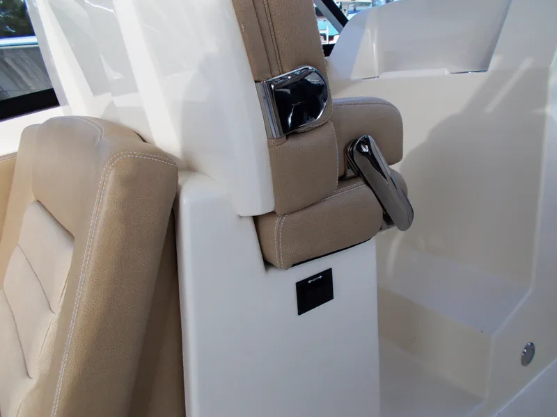 Slide: The Image of Close-up of seat in 2026 Scout 255 Dorado boat. - 22
