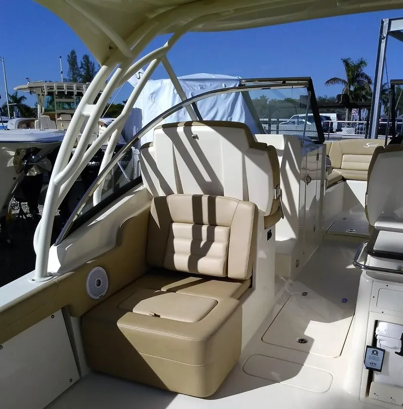 Slide: The Image of Interior of 2026 Scout 255 Dorado with beige seating. - 36