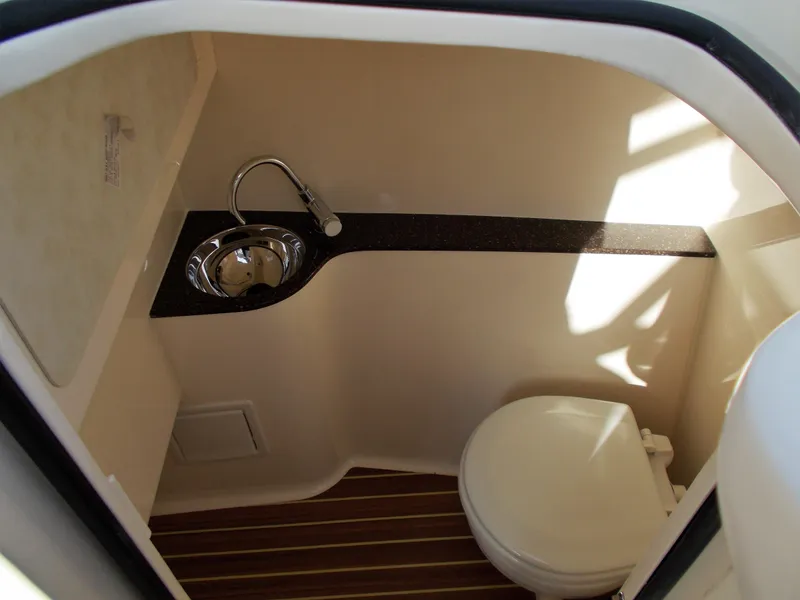Slide: The Image of Interior of 2026 Scout 255 Dorado with toilet and sink. - 8