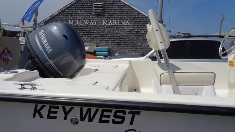 Slide: The Image of 2015 Key West 177 Skiff boat with Yamaha engine at Milway Marina. - 3
