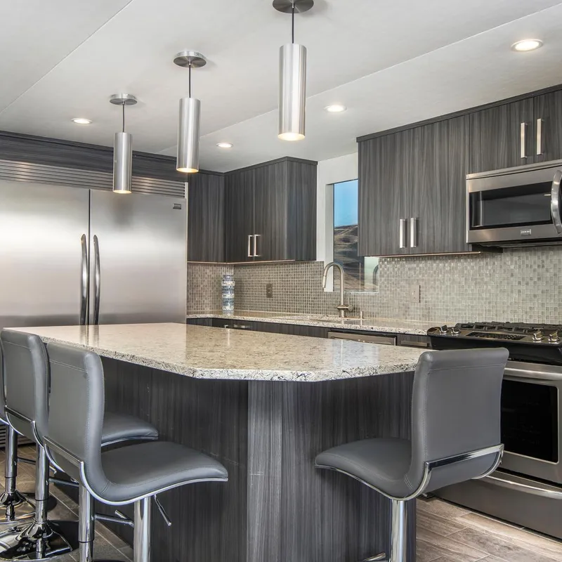 Slide: The Image of Modern kitchen with granite island and stainless steel appliances, Adonia Destiny Trip 2018. - 3