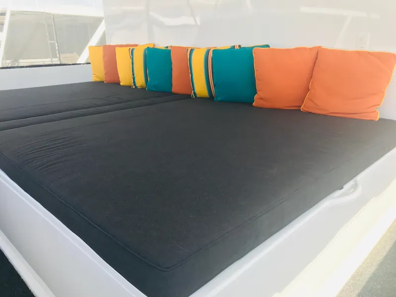 Slide: The Image of Luxurious Adonia Adonis Trip 3 yacht lounge with colorful cushions, 2018 model. - 26