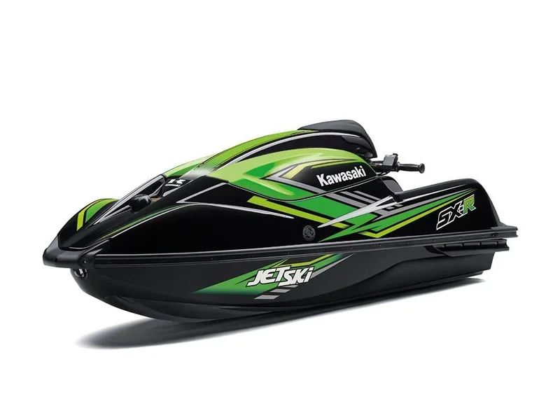Slide: The Image of 2023 Kawasaki SX-R Jet Ski in black and green. - 7
