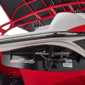 Slide: The Image of 2020 Yamaha Boats 242X with WakeBooster, featuring red and gray design elements. - 9
