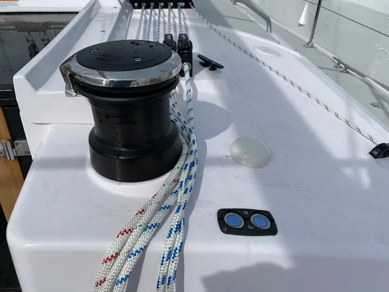 Slide: The Image of Sailboat deck with winch and ropes on a 2026 Catalina 426 model. - 35
