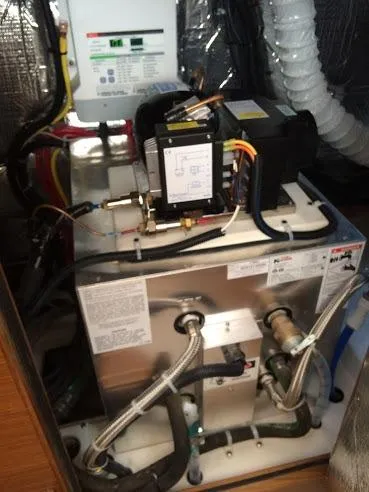 Slide: The Image of Electrical system inside Catalina 426 yacht, 2026 model, featuring wiring and components. - 44